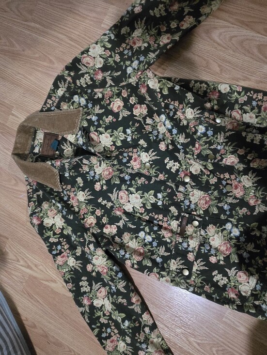 Ralph Lauren Jackets & Blazers - Vintage Ralph Lauren Dark Green Denim Floral Corduroy Collar Jacket